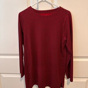 J. Jill women’s sz. M Red and Black Checkered Long Sleeve Tunic Top